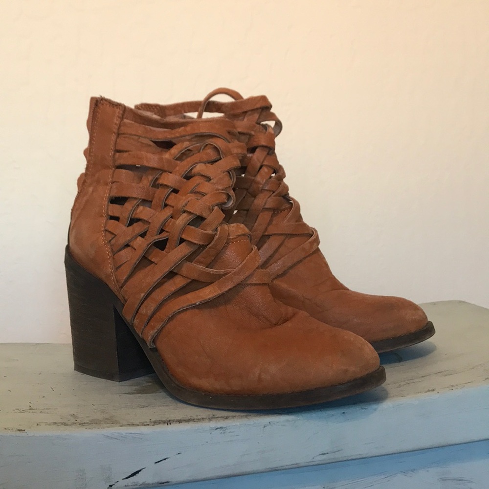 Free People Slouchy Lace Leather Boots Booties Sz7